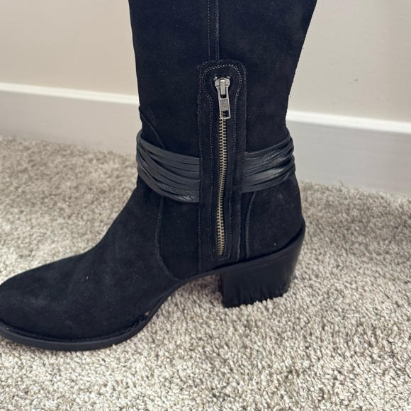 Luccese black suede tall boots with leather ankle tie size 9.5 - Picture 3 of 8